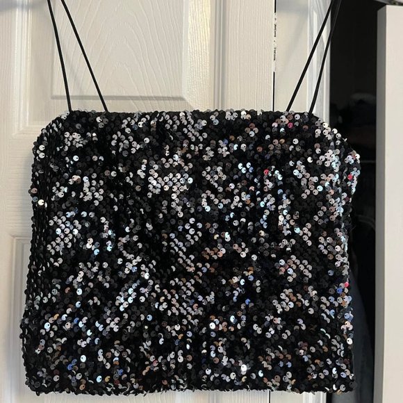 Garage Black Sequin Cami (New) - Picture 1 of 4